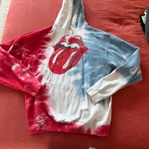 The Rolling Stones Red and Blue Tie-Dye Hoodie - NO FILTER TOUR 2019